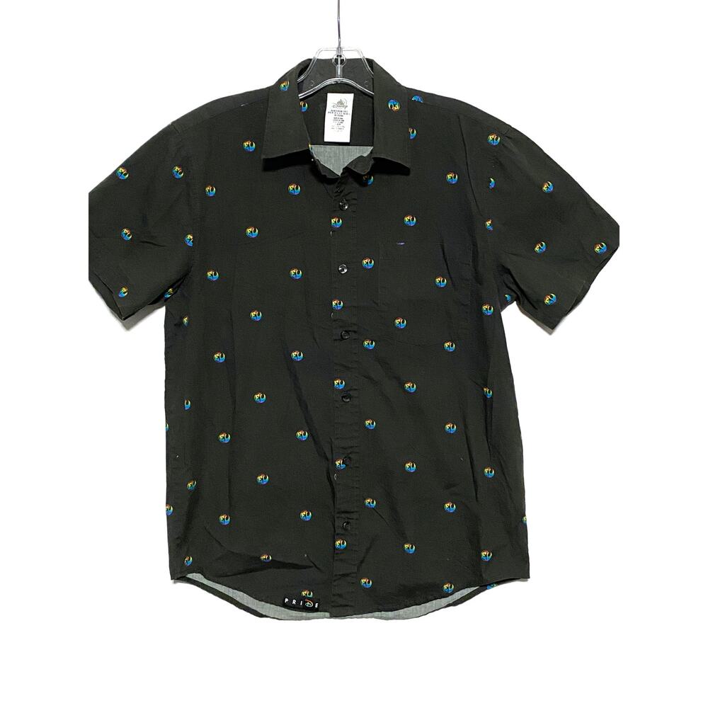 Disney Star Wars LGBTQ Gay Pride Black Button Camp Shirt Mens S Rainbow Hawaiian